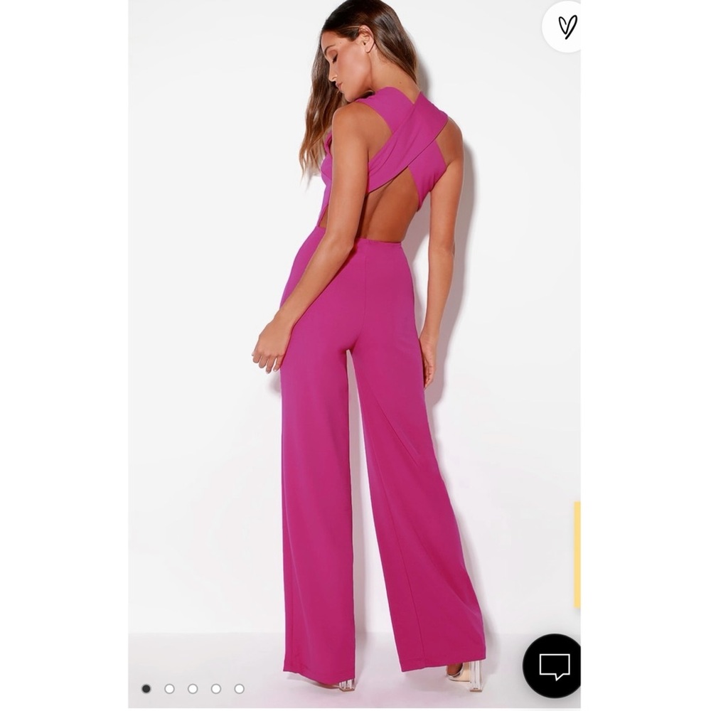 Magenta cross back jumpsuit